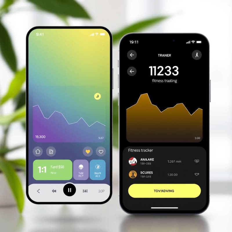 Mobile app design for a fitness tracker, with a focus on user-friendly interface.