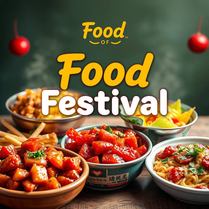 Print advertisement design for 'Urban Eats', a food festival, featuring vibrant colors and mouthwatering food photography.