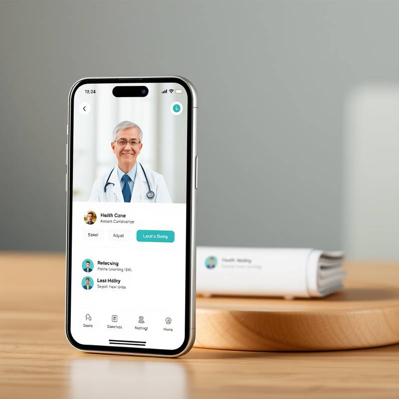 User interface design for 'HealthEase', a telemedicine app, focusing on accessibility and ease of use for senior citizens.