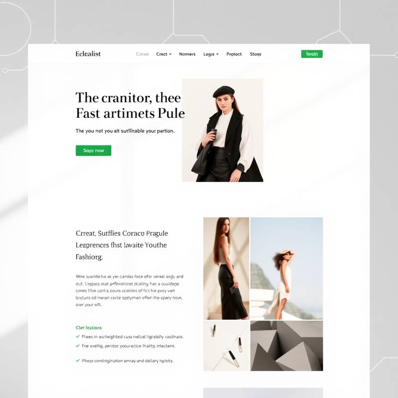 Website design for a sustainable fashion brand, showcasing minimalist design.