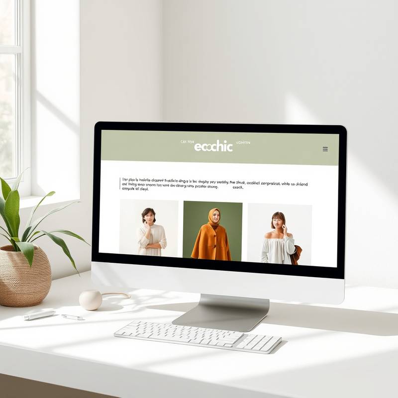 Website design for 'EcoChic', a sustainable fashion brand, displaying a clean and modern layout.
